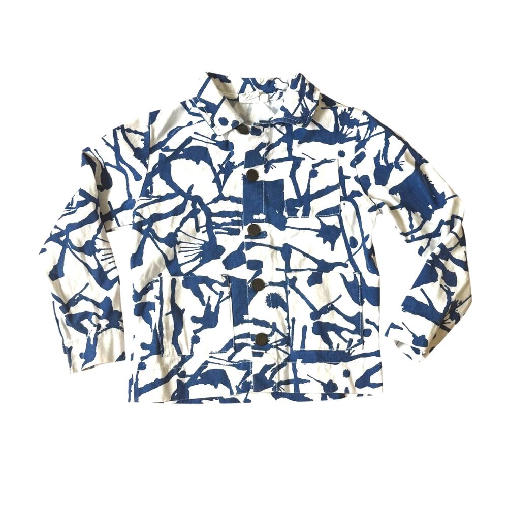 Noe & Zoe Berlin Kids Chore Jacket in Blue Splatter Print Size 4 years Cotton